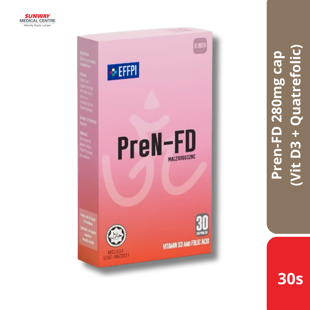 Pren-FD 280mg cap (Vit D3 + Quatrefolic) 30s